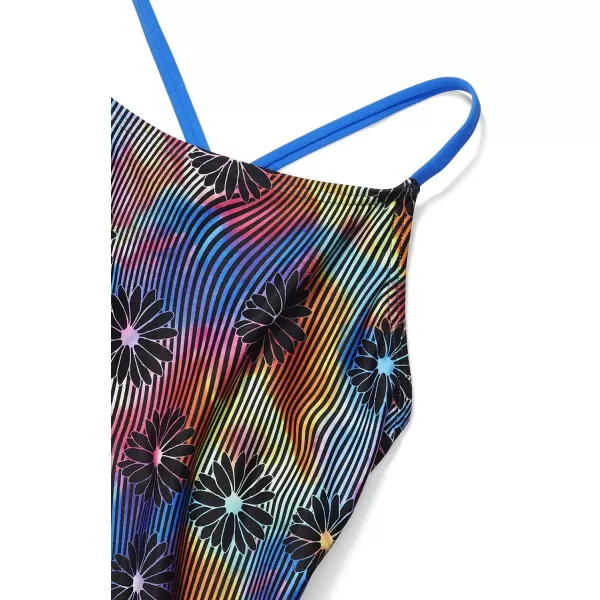 Speedo Womens Swimsuit One Piece Endurance Turnz Tie Back PrintedBlue Lemonade