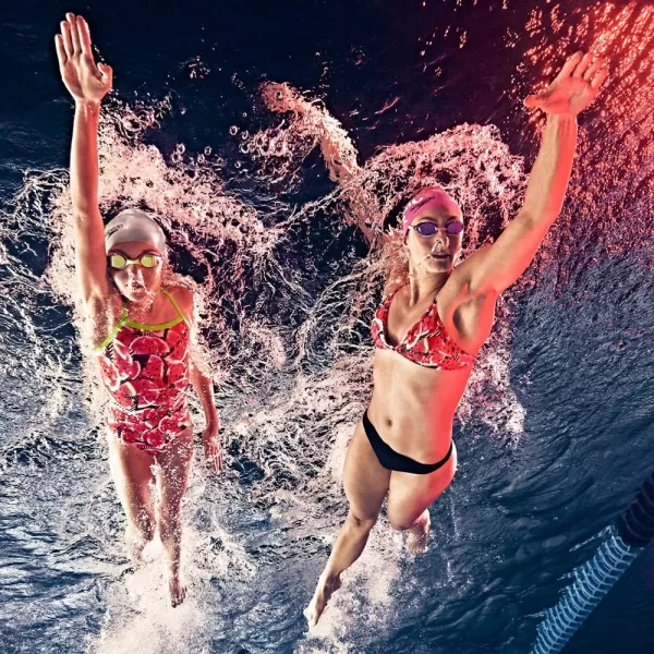 Speedo Womens Swimsuit One Piece Endurance Turnz Tie Back PrintedDiscontinuedDeep Coral