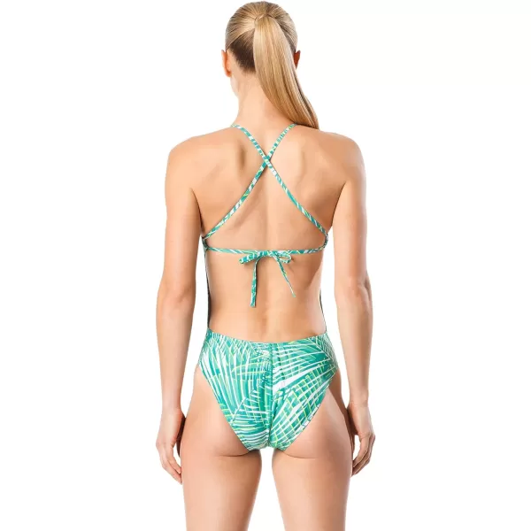 Speedo Womens Swimsuit One Piece Endurance Turnz Tie Back PrintedDiscontinuedRadiant Green