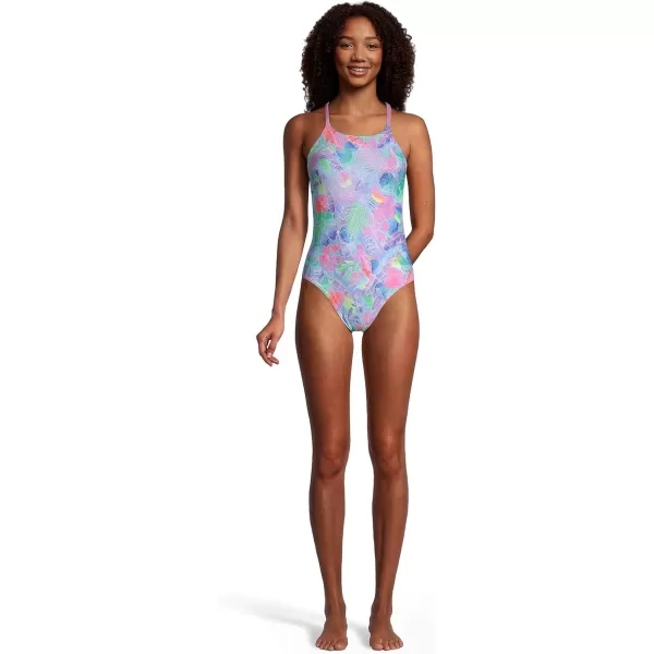 Speedo Womens Swimsuit One Piece Endurance Turnz Tie Back PrintedRainbow Brights