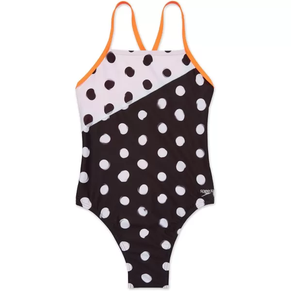 Speedo Womens Swimsuit One Piece Endurance Turnz Tie Back PrintedSpeedo Black Dot