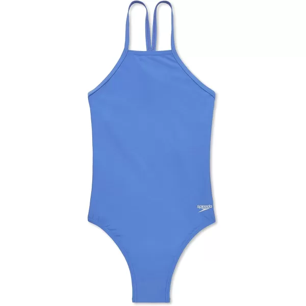 Speedo Womens Swimsuit One Piece Endurance Turnz Tie Back SolidHigh Neck Baja Blue