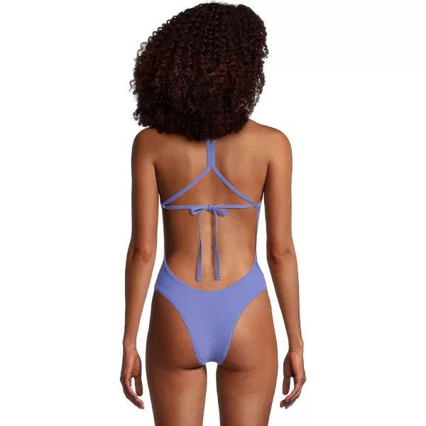 Speedo Womens Swimsuit One Piece Endurance Turnz Tie Back SolidHigh Neck Baja Blue