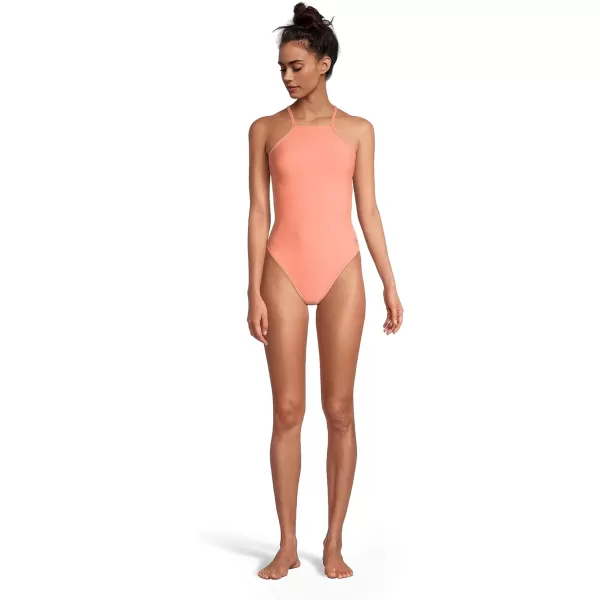 Speedo Womens Swimsuit One Piece Endurance Turnz Tie Back SolidHigh Neck Fusion Coral