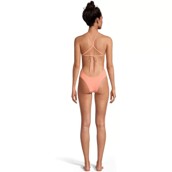 Speedo Womens Swimsuit One Piece Endurance Turnz Tie Back SolidHigh Neck Fusion Coral