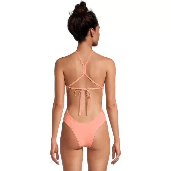 Speedo Womens Swimsuit One Piece Endurance Turnz Tie Back SolidHigh Neck Fusion Coral