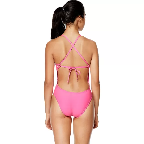 Speedo Womens Swimsuit One Piece Endurance Turnz Tie Back SolidPink Glo