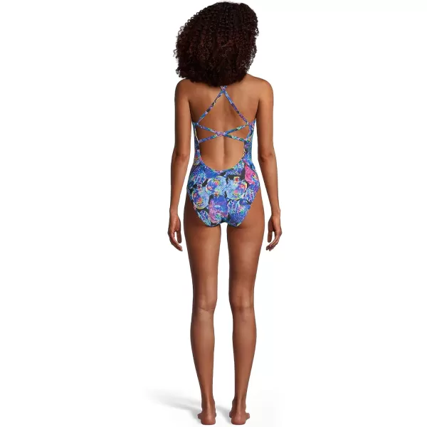 Speedo Womens Swimsuit One Piece Endurance X Back PrintedBaja Blue