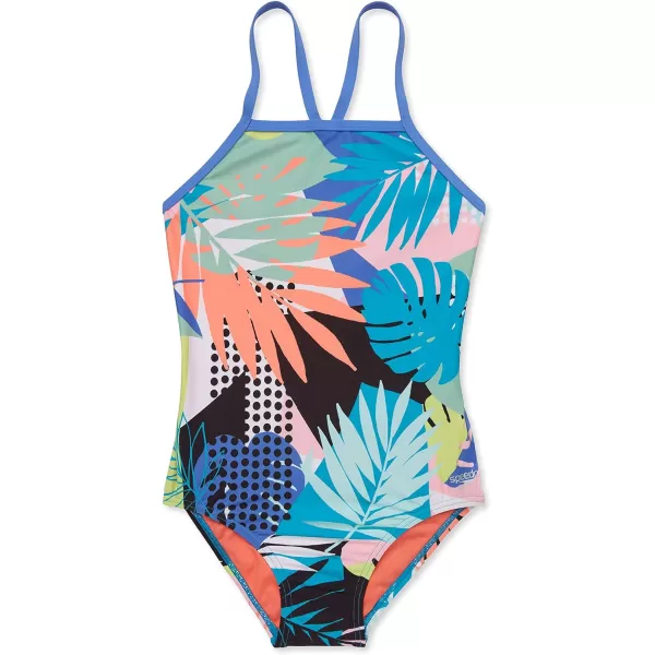 Speedo Womens Swimsuit One Piece Endurance X Back PrintedBlackTurquoise
