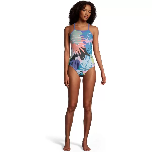 Speedo Womens Swimsuit One Piece Endurance X Back PrintedBlackTurquoise