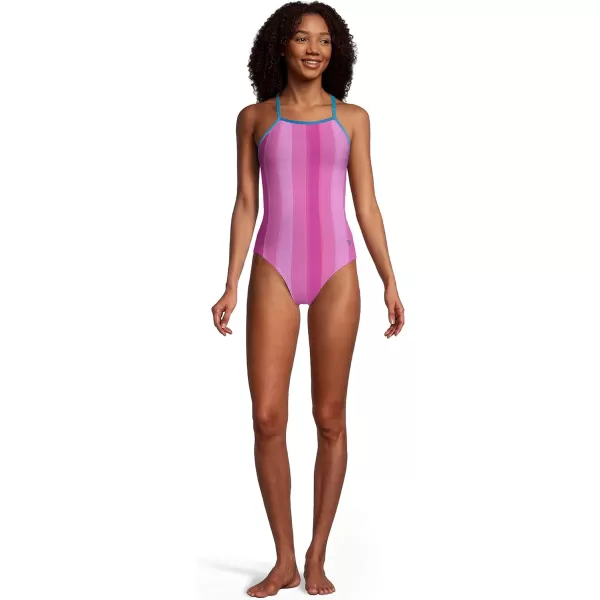 Speedo Womens Swimsuit One Piece Endurance X Back PrintedFuchsia Purple