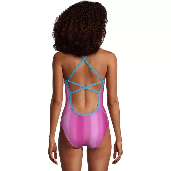 Speedo Womens Swimsuit One Piece Endurance X Back PrintedFuchsia Purple