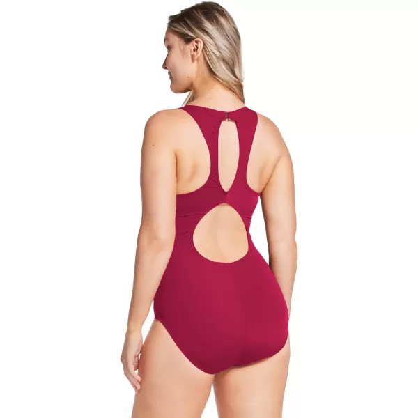 Speedo Womens Swimsuit One Piece High Neck Contemporary CutFestival Fuchsia