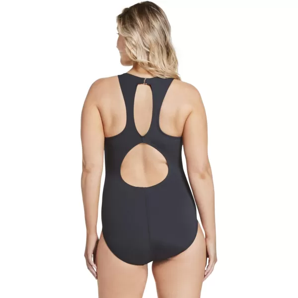 Speedo Womens Swimsuit One Piece High Neck Contemporary CutNew Speedo Black