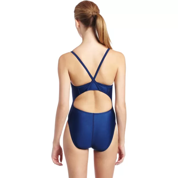 Speedo Womens Swimsuit One Piece Powerflex Flyback Solid Adult Team ColorsDiscontinuedNavy