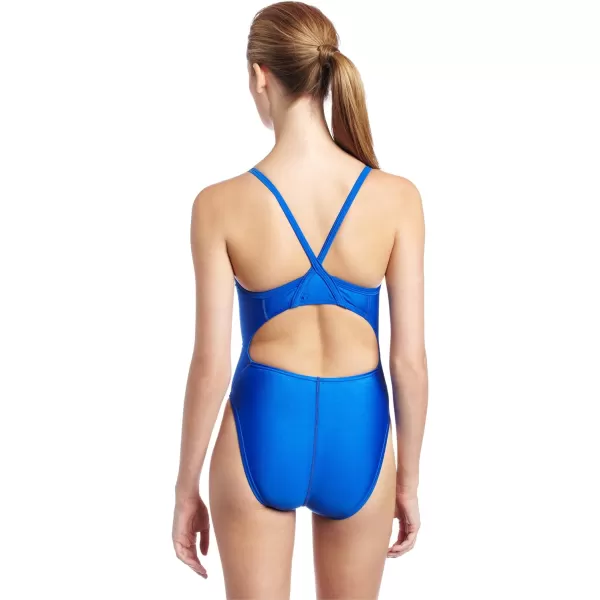 Speedo Womens Swimsuit One Piece Powerflex Flyback Solid Adult Team ColorsDiscontinuedSpeedo Blue