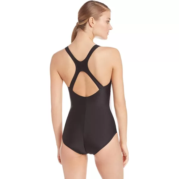 Speedo Womens Swimsuit One Piece Powerflex Ultraback SolidDiscontinuedIllusion BlackWhite