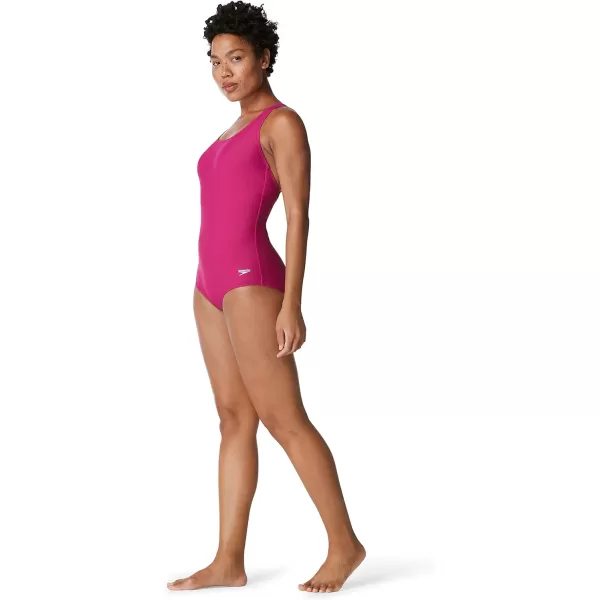 Speedo Womens Swimsuit One Piece Powerflex Ultraback SolidFestival Fuchsia