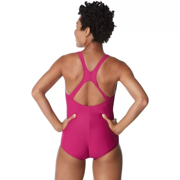 Speedo Womens Swimsuit One Piece Powerflex Ultraback SolidFestival Fuchsia