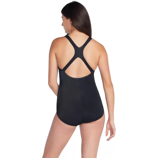 Speedo Womens Swimsuit One Piece Powerflex Ultraback SolidSwirling Ombre Black