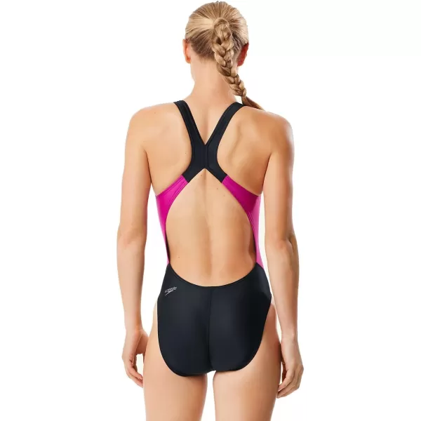 Speedo Womens Swimsuit One Piece Pro LT Drop Back Solid  Manufacturer DiscontinuedBlackLime