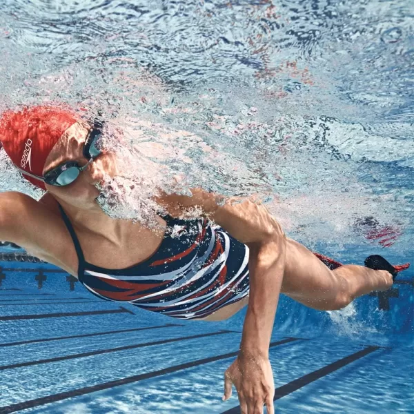 Speedo Womens Swimsuit One Piece Prolt Flyback Printed Adult Team ColorsHigher Level RedWhiteBlue