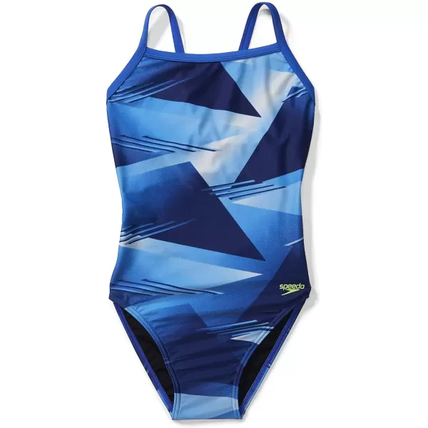 Speedo Womens Swimsuit One Piece Prolt Flyback Printed Adult Team ColorsLane Game Blue