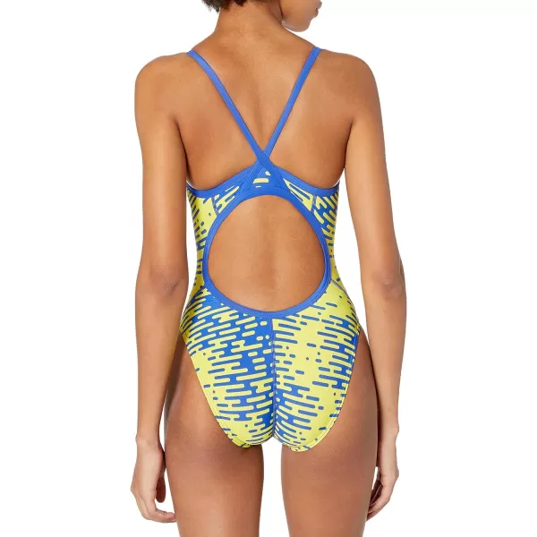 Speedo Womens Swimsuit One Piece Prolt Flyback Printed Adult Team ColorsModern SapphireGold