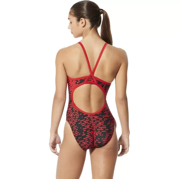 Speedo Womens Swimsuit One Piece Prolt Flyback Printed Adult Team ColorsModern Speedo Red