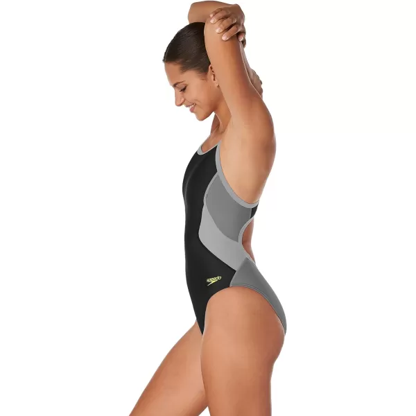 Speedo Womens Swimsuit One Piece Prolt Flyback Solid Adult Team ColorsEco Splice Team Black