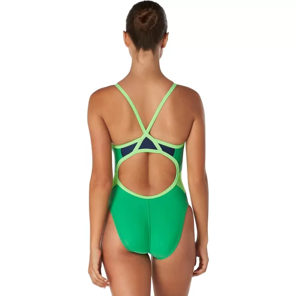 Speedo Womens Swimsuit One Piece Prolt Flyback Solid Adult Team ColorsEco Splice Team NavyBright Green