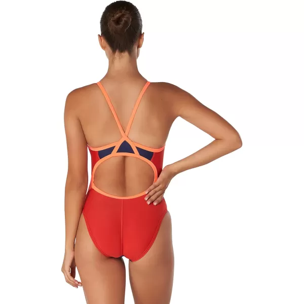 Speedo Womens Swimsuit One Piece Prolt Flyback Solid Adult Team ColorsEco Splice Team NavyRed