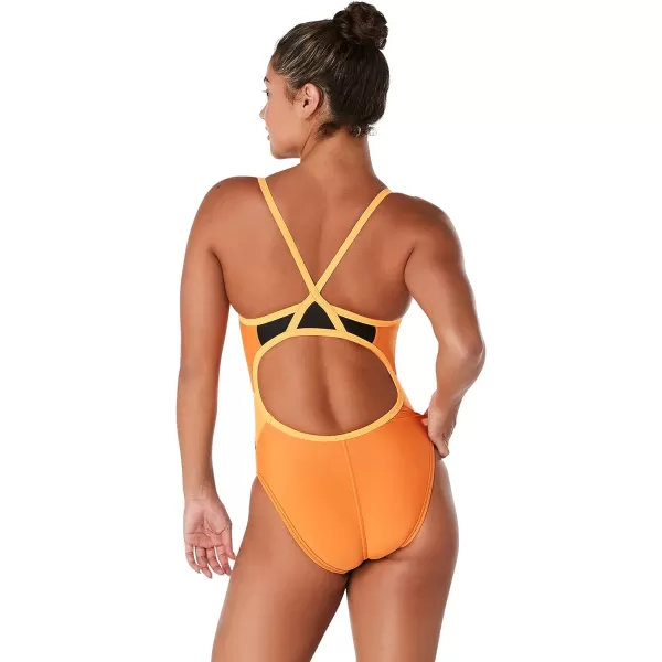 Speedo Womens Swimsuit One Piece Prolt Flyback Solid Adult Team ColorsEco Splice Team Orange