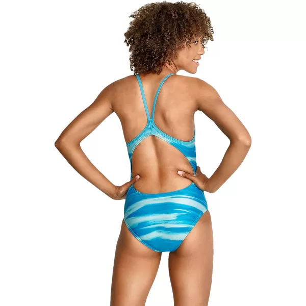 Speedo Womens Swimsuit One Piece Prolt Flyer BackBlended Stripe Enamel Blue