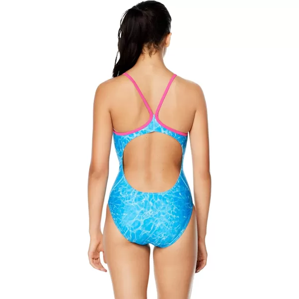 Speedo Womens Swimsuit One Piece Prolt Flyer BackShimmer Pool Blue