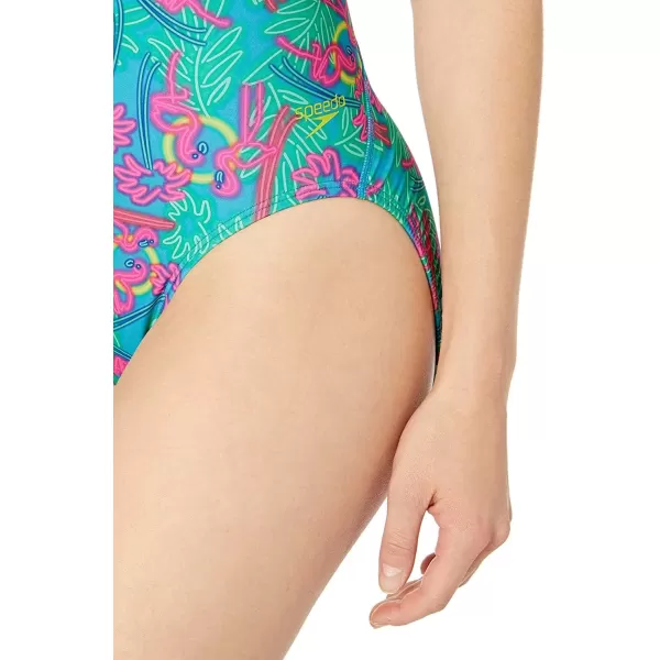 Speedo Womens Swimsuit One Piece Prolt Propel Back PrintedBlueGreen