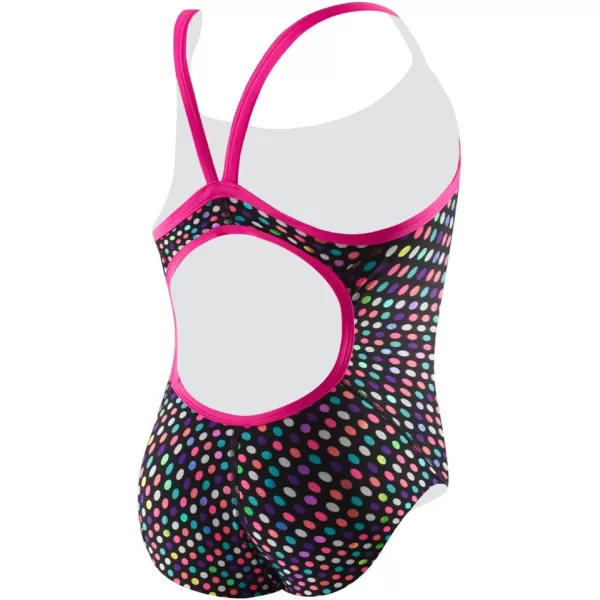 Speedo Womens Swimsuit One Piece Prolt Propel Back PrintedDiscontinuedBlackHot Coral