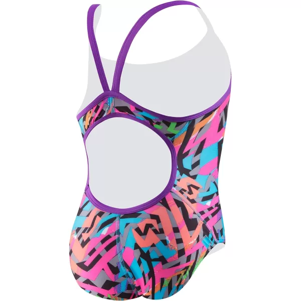 Speedo Womens Swimsuit One Piece Prolt Propel Back PrintedDiscontinuedBlackPink