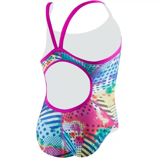 Speedo Womens Swimsuit One Piece Prolt Propel Back PrintedDiscontinuedPinkGreen