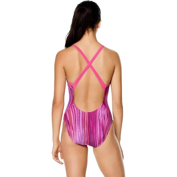 Speedo Womens Swimsuit One Piece Prolt Relay BackCascading Stripe Purple