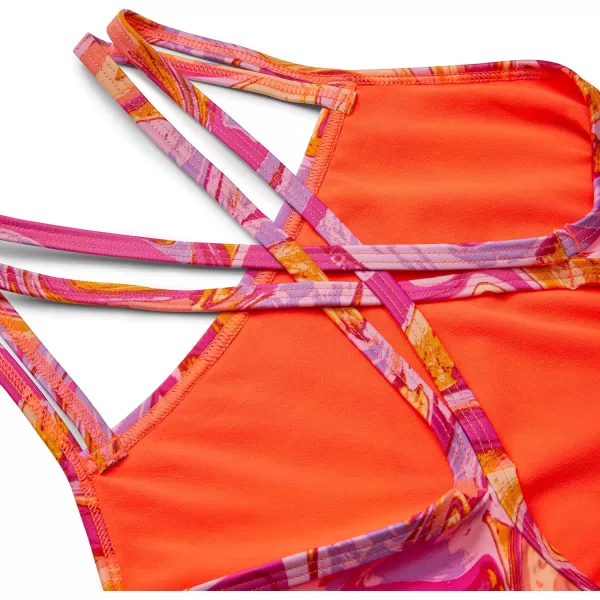 Speedo Womens Swimsuit One Piece Prolt Volt Back PrintedMarble Rose Violet