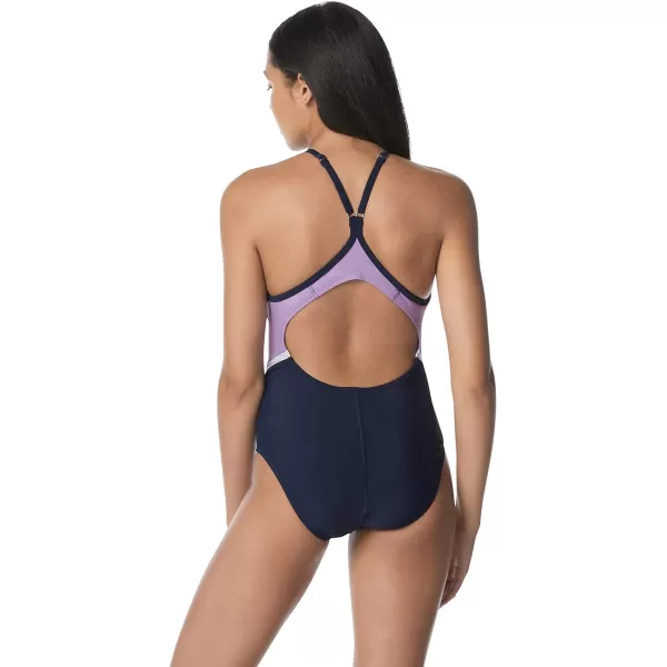 Speedo Womens Swimsuit One Piece Quantum Splice Thin Strap High Cut SolidFusion Peacoat