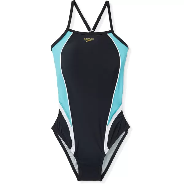 Speedo Womens Swimsuit One Piece Quantum Splice Thin Strap High Cut SolidFusion Speedo Black