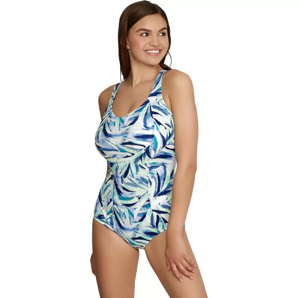 Speedo Womens Swimsuit One Piece Sweetheart Moderate CutWatercolor Bright Cobalt