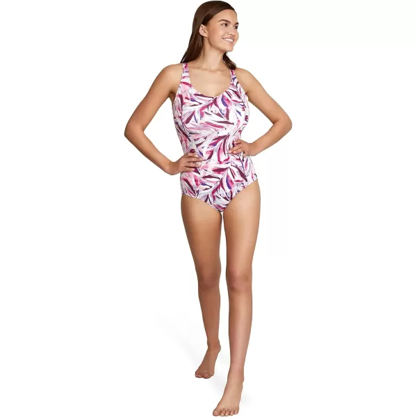 Speedo Womens Swimsuit One Piece Sweetheart Moderate CutWatercolor Festival Fuchsia