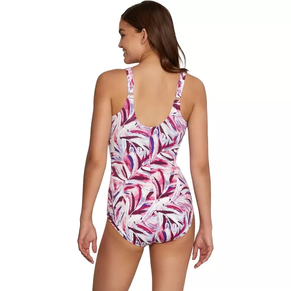 Speedo Womens Swimsuit One Piece Sweetheart Moderate CutWatercolor Festival Fuchsia