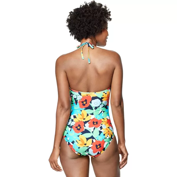Speedo Womens Swimsuit One Piece VNeck Halter Contemporary CutIbiza Blue