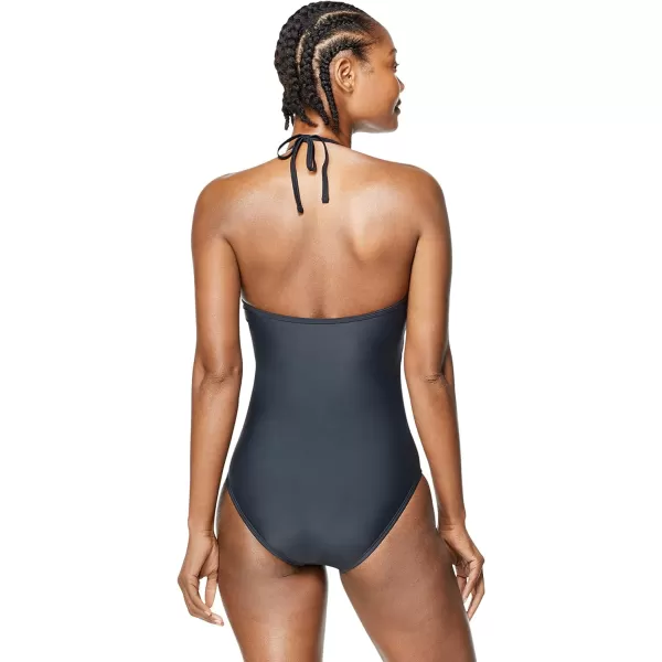 Speedo Womens Swimsuit One Piece VNeck Halter Contemporary CutSpeedo Black