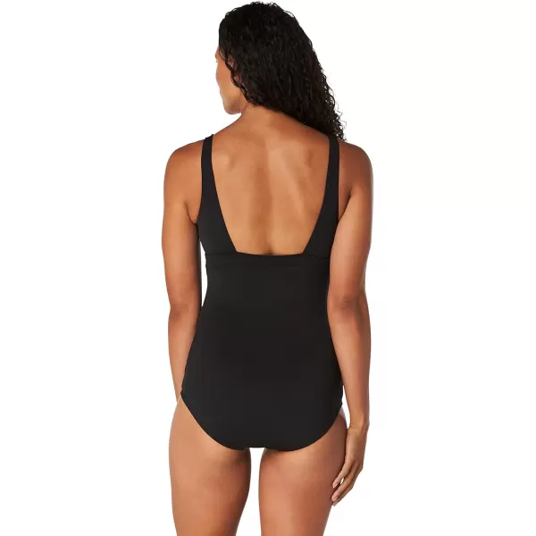 Speedo Womens Swimsuit One Piece VNeck Strappy Back Contemporary CutAnthracite