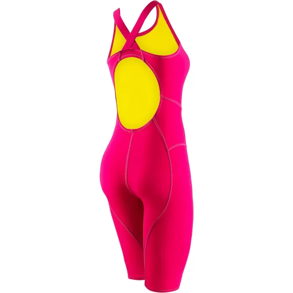 Speedo Womens Swimsuit One Piece Vanquisher Kneeskin Open BackBlazing Pink
